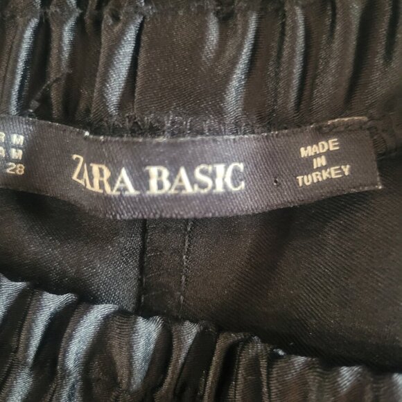 ZARA Women's Black Satiny Joggers w/Snakeskin Pattern Side Stripes - Size M - Picture 10 of 15